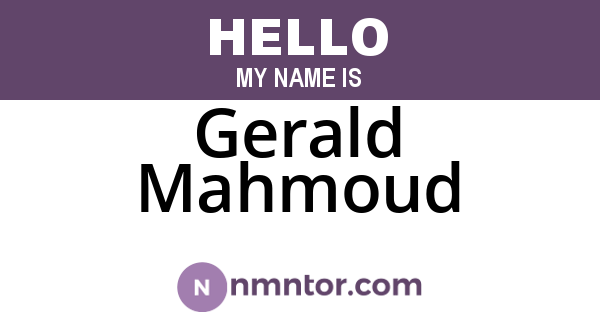 Gerald Mahmoud