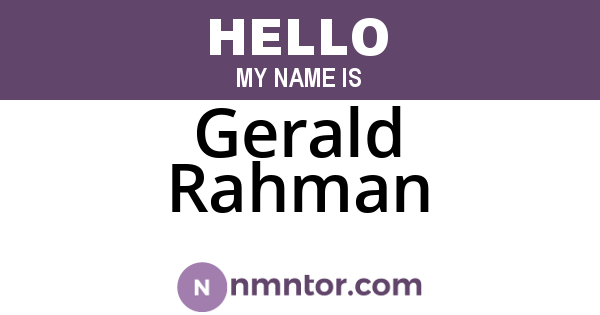 Gerald Rahman
