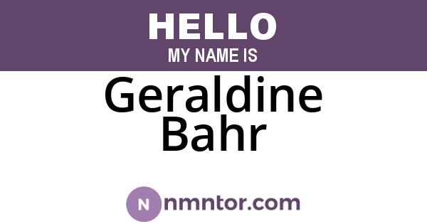 Geraldine Bahr