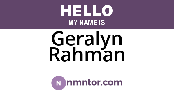Geralyn Rahman