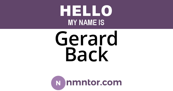 Gerard Back