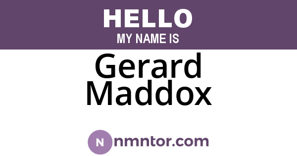 Gerard Maddox