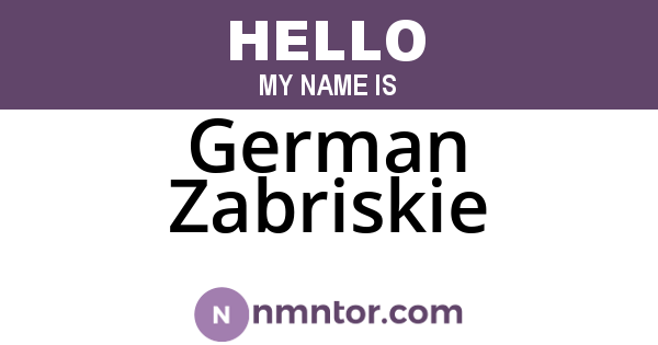 German Zabriskie