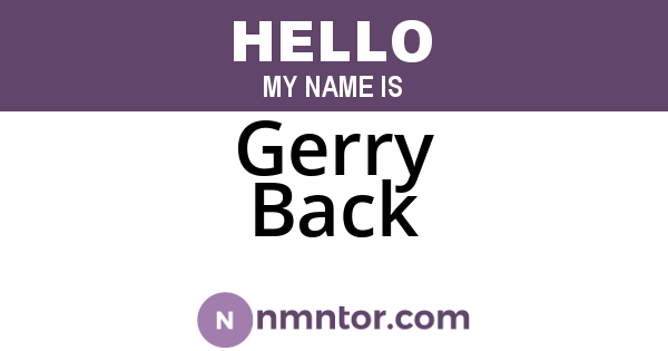 Gerry Back