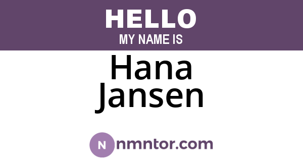 Hana Jansen
