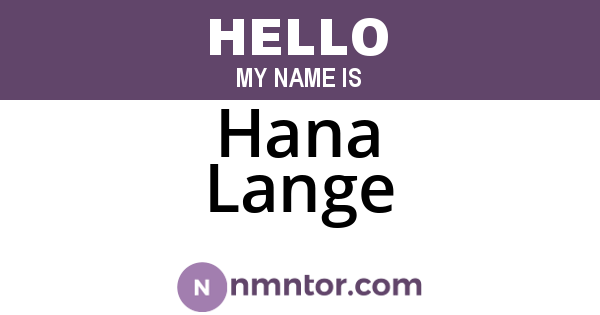 Hana Lange