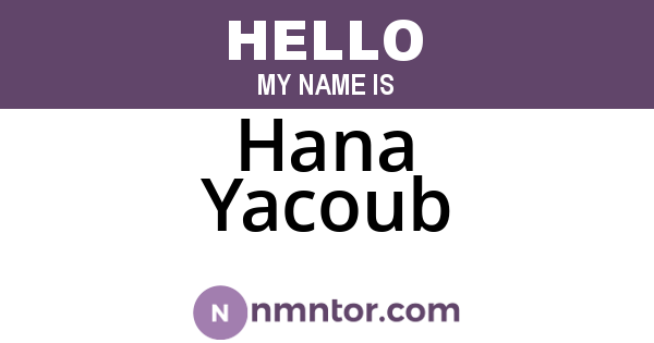 Hana Yacoub