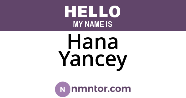 Hana Yancey