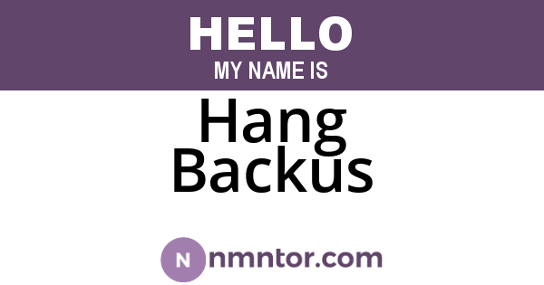 Hang Backus