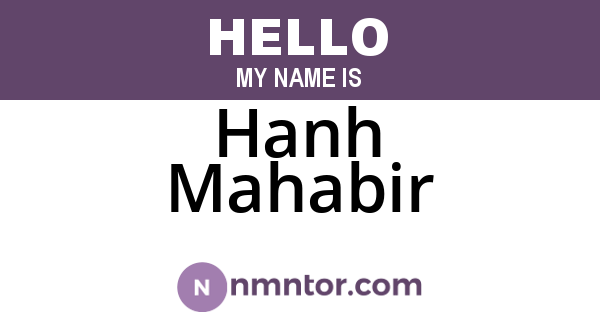 Hanh Mahabir