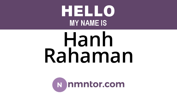 Hanh Rahaman