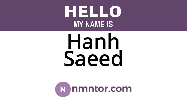 Hanh Saeed