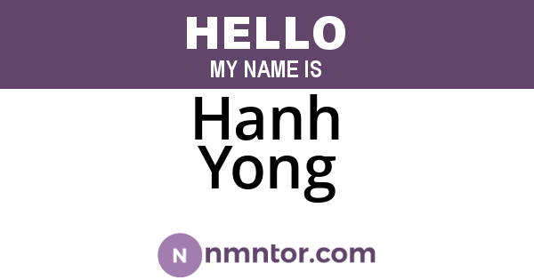 Hanh Yong