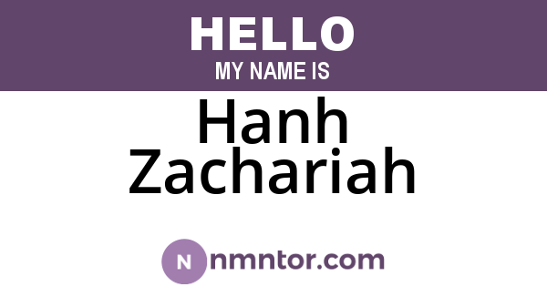 Hanh Zachariah