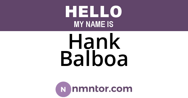 Hank Balboa