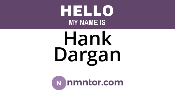 Hank Dargan