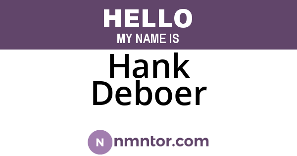 Hank Deboer
