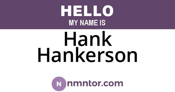 Hank Hankerson