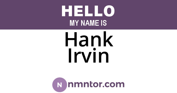 Hank Irvin
