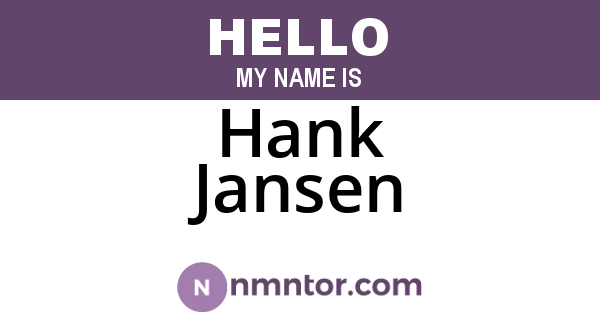 Hank Jansen