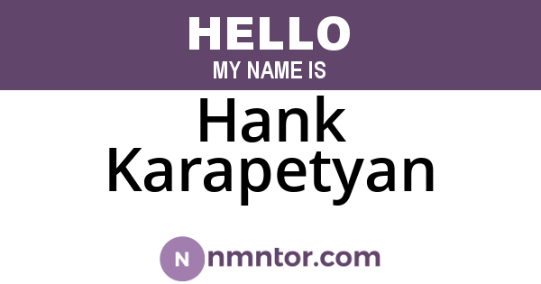 Hank Karapetyan