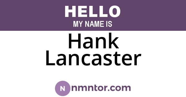Hank Lancaster