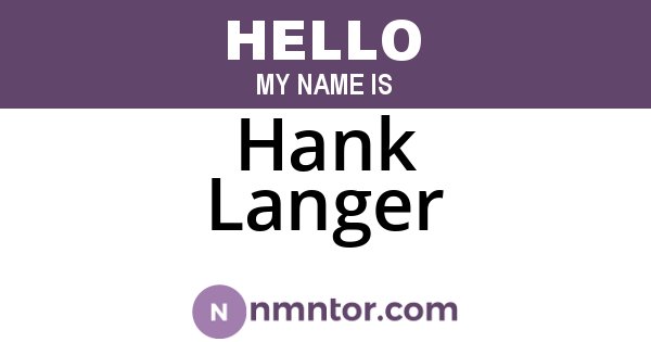 Hank Langer
