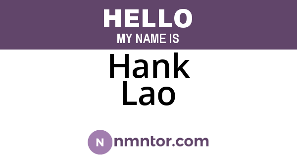 Hank Lao