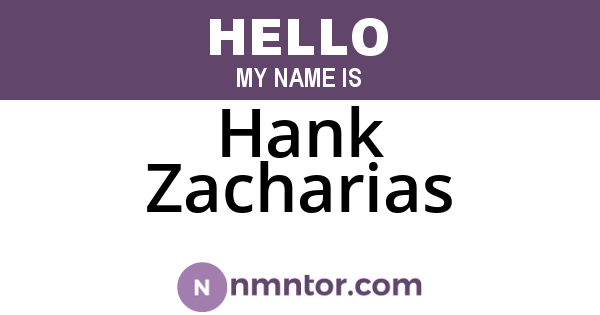 Hank Zacharias