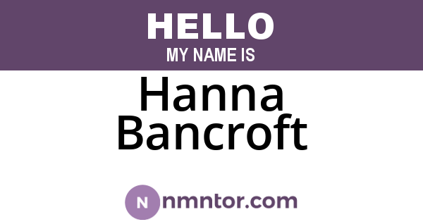 Hanna Bancroft
