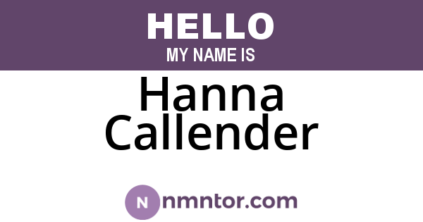 Hanna Callender
