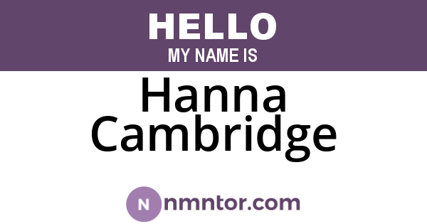 Hanna Cambridge