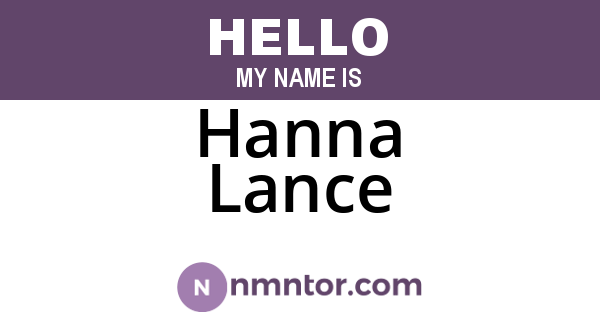 Hanna Lance
