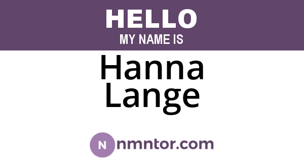 Hanna Lange