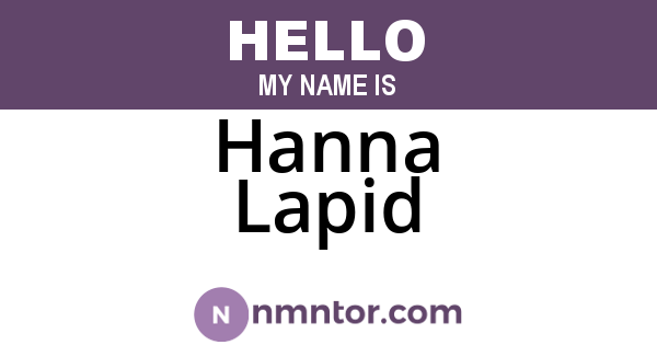 Hanna Lapid