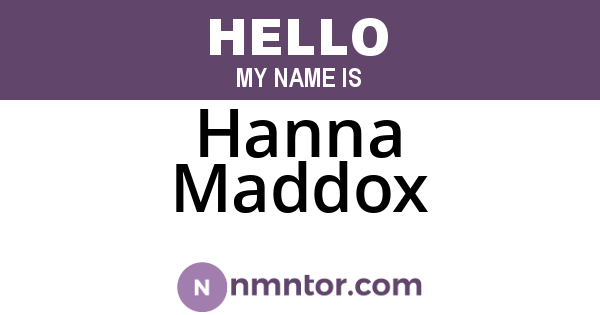 Hanna Maddox