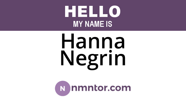 Hanna Negrin