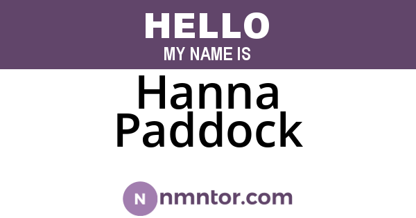 Hanna Paddock
