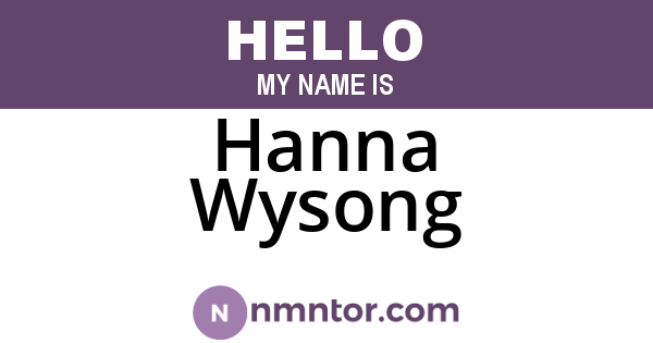 Hanna Wysong