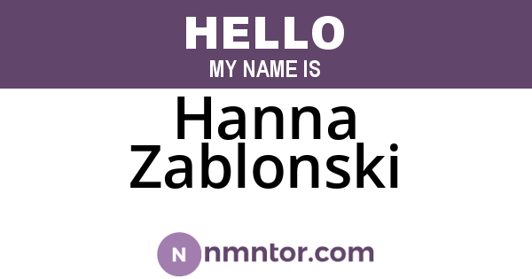 Hanna Zablonski