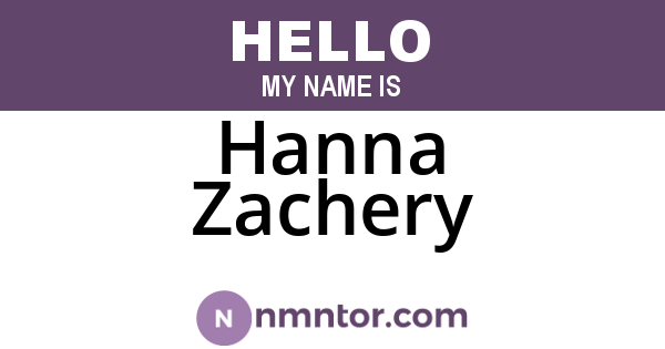 Hanna Zachery