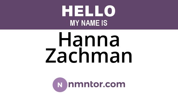Hanna Zachman