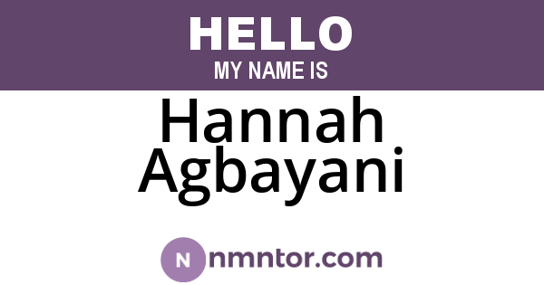 Hannah Agbayani