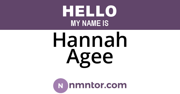 Hannah Agee