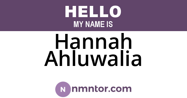 Hannah Ahluwalia