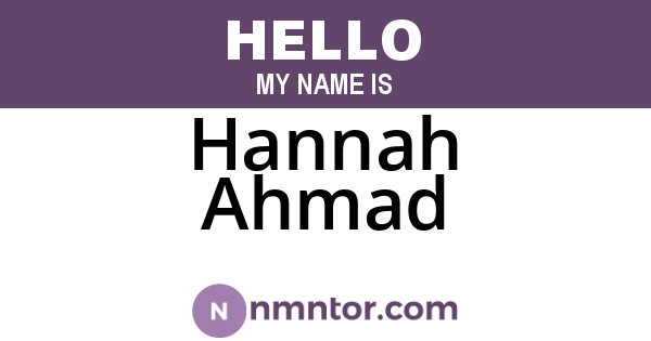 Hannah Ahmad