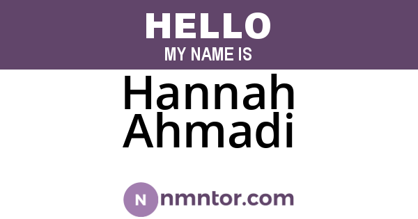 Hannah Ahmadi
