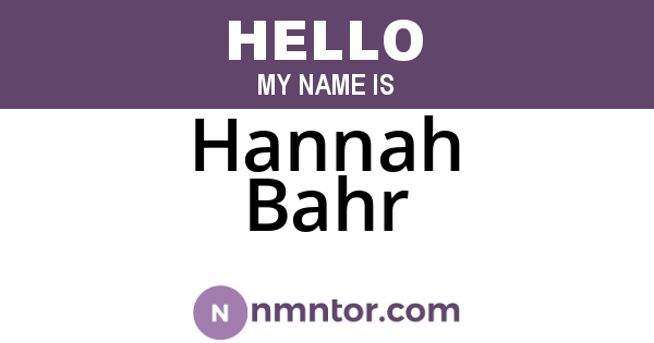 Hannah Bahr