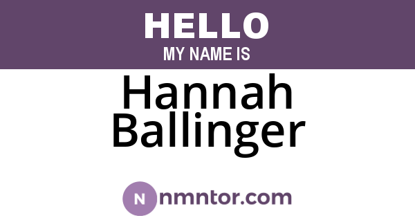 Hannah Ballinger
