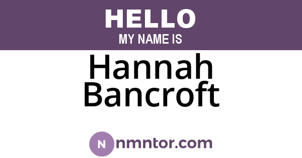 Hannah Bancroft
